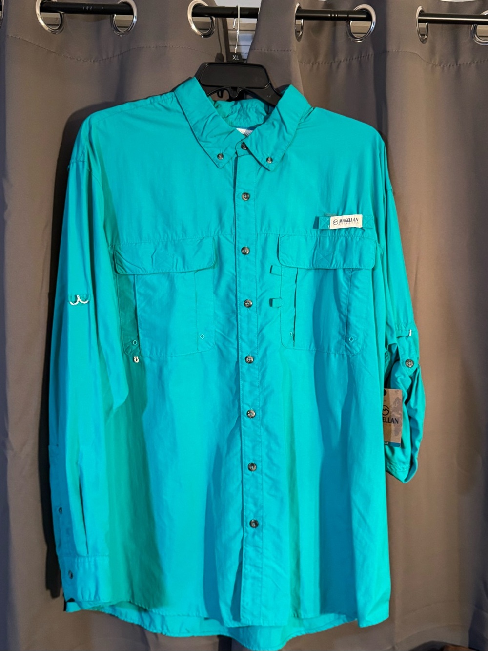 Magellan Outdoors Men’s Teal Button-Front Lightweight Fishing Shirt